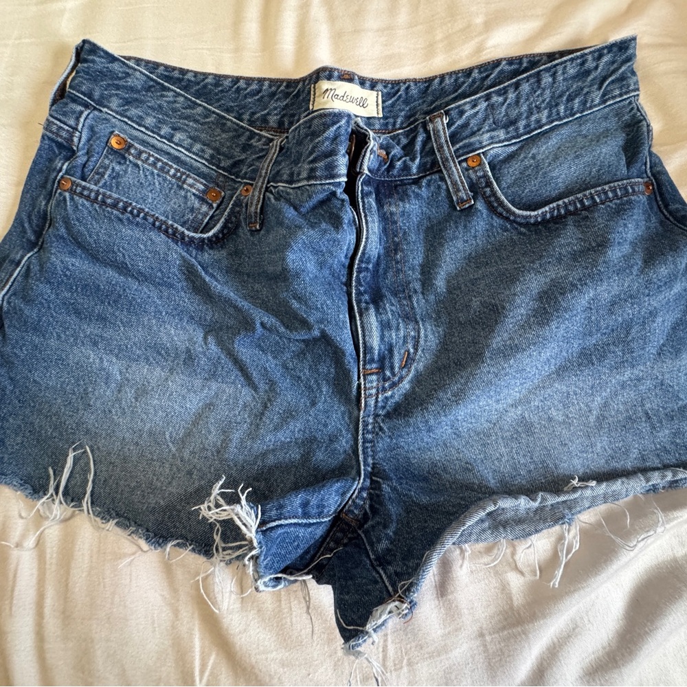 Madewell Distressed Blue Jean Shorts